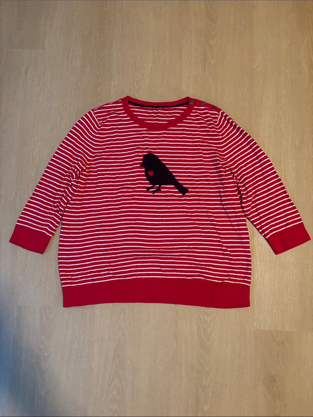 Talbots Red & White Striped Sweater with Bird size 1X